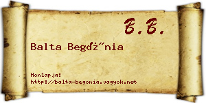 Balta Begónia névjegykártya